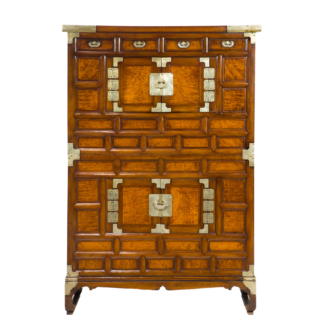 Appraisal: KOREAN TWO-PIECE CABINET Korean two-piece cabinet h