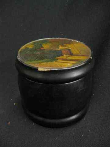 Appraisal: th Century Handpainted Lacquerware Box courting scene on lid ''