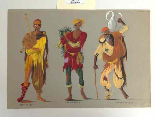 Appraisal: Painting on paper titled on back ''Baracks Brothers'' each figure