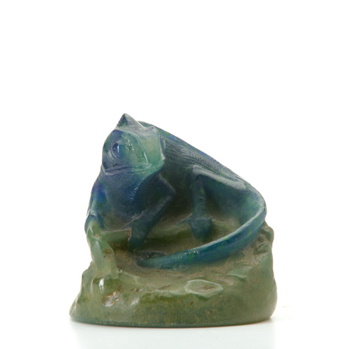 Appraisal: ALMERIC WALTER Pate-de-verre chameleon paperweight ca Molded signature A WALTER