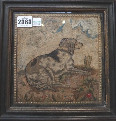 Appraisal: An early Victorian needlework picture of a hound with a