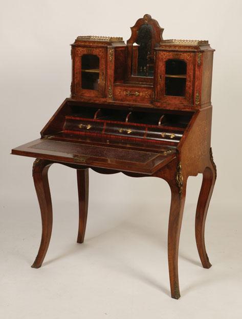 Appraisal: A LATE VICTORIAN WALNUT AND MARQUETRY BUREAU DE DAME with