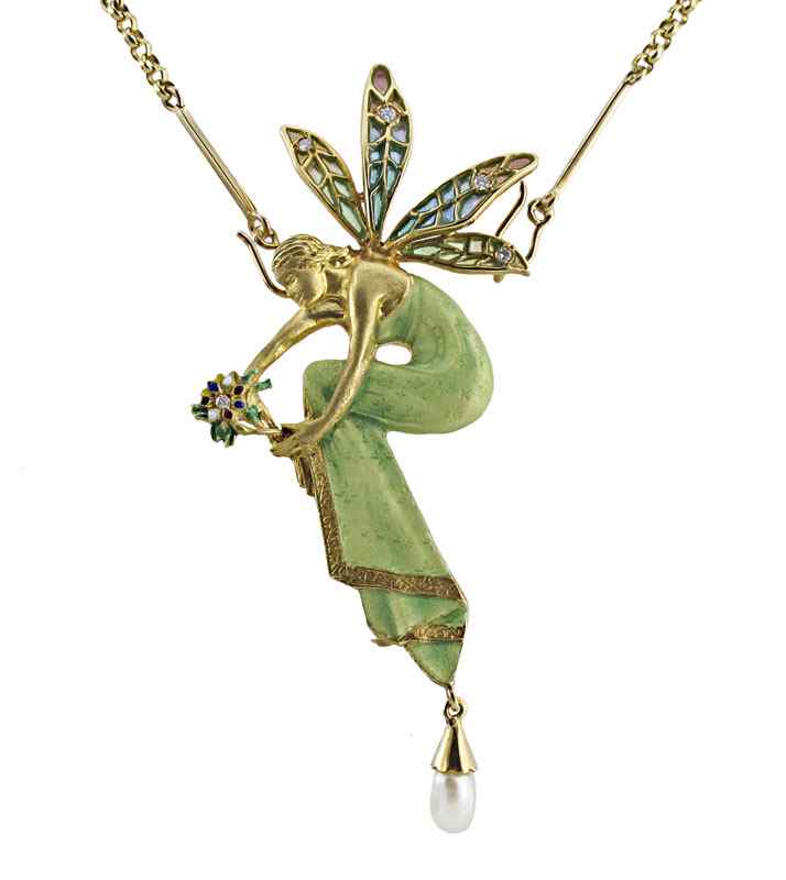 Appraisal: NINFA NYMPH PENDANT BROOCH AND CHAIN BY NOUVEAU Hand crafted