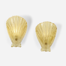 Appraisal: Italian SCONCES PAIR c enameled metal and plastic textured glass