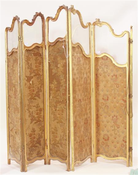 Appraisal: A pair of th century graduated three fold giltwood screens