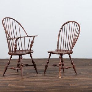 Appraisal: Two D R Dimes Brown-Painted Windsor Chairs New Hampshire s