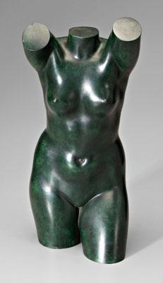 Appraisal: th century bronze sculpture woman's torso unsigned patinated bronze in