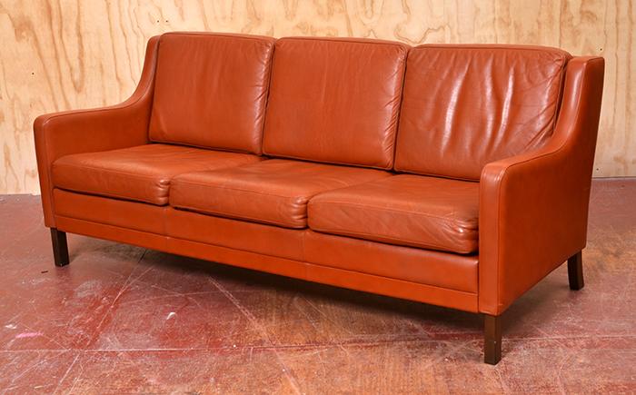 Appraisal: DANISH LOW LINE SOFA IN TAN LEATHER