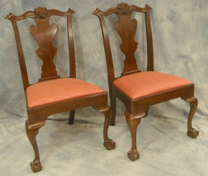 Appraisal: Henkel Harris mahogany Chippendale style shell carved side chairs h