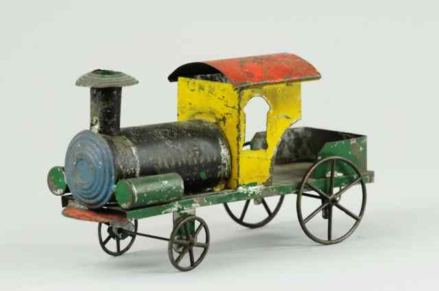 Appraisal: 'JUMBO'' LOCOMOTIVE Early American tin locomotive attributed to Fallows painted