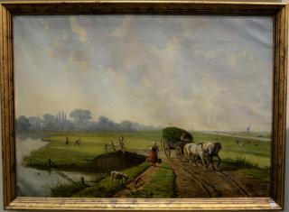 Appraisal: th Century Continental School oil on canvas Farm Landscape Along