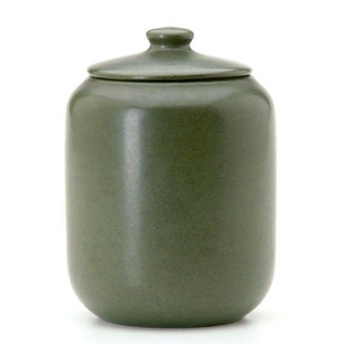 Appraisal: MARBLEHEAD Covered jar in a dark matte green speckled glaze