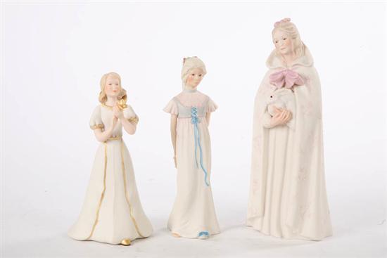 Appraisal: THREE CYBIS FIGURES Melissa with rabbit h Betty Blue h