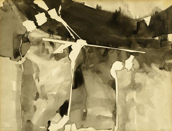 Appraisal: MORRIS KANTOR American - Untitled ink wash on paper framed