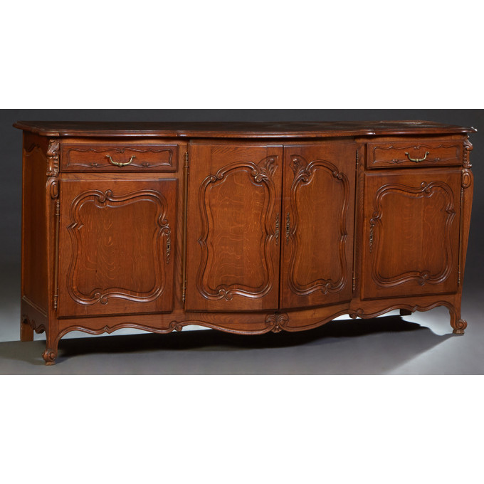 Appraisal: French Provincial Louis XV Style Carved Oak Sideboard early th