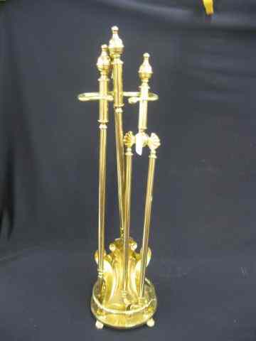 Appraisal: Brass Fireplace Tool Set polished