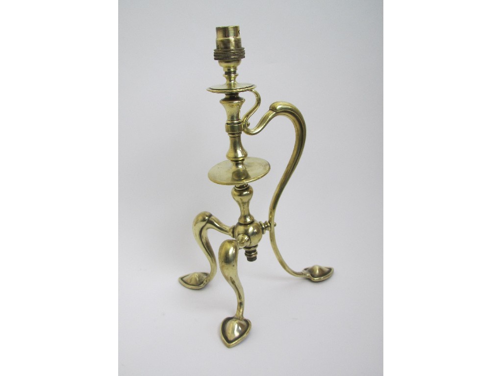 Appraisal: A Benson style brass Arts and Crafts table lamp on