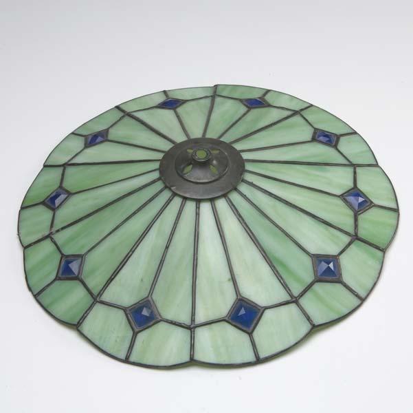 Appraisal: ART GLASS LAMP SHADE Parasol-shaped leaded art glass shade of