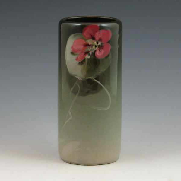 Appraisal: Weller Eocean cylinder vase with floral decoration Marked WELLER Mint