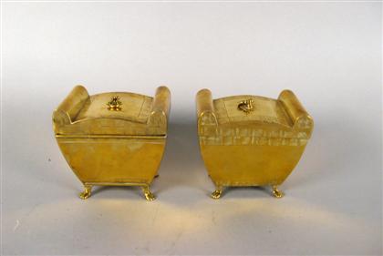 Appraisal: Pair of etched brass tea caddies early th century Each