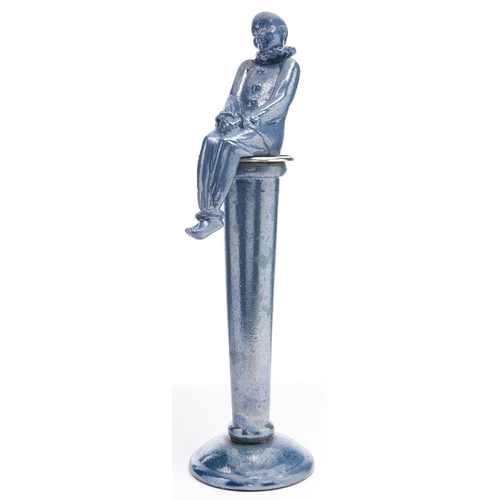 Appraisal: A French blue iridescent glazed earthenware figure of a Pierrot