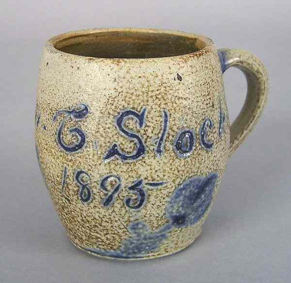 Appraisal: Reading Pennsylvania stoneware mug th c inscribed John G Slocker