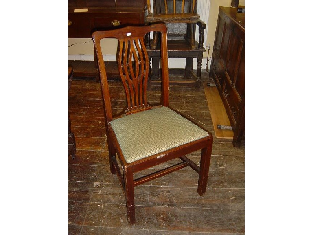 Appraisal: A set of Chippendale style dining chairs with pierced central