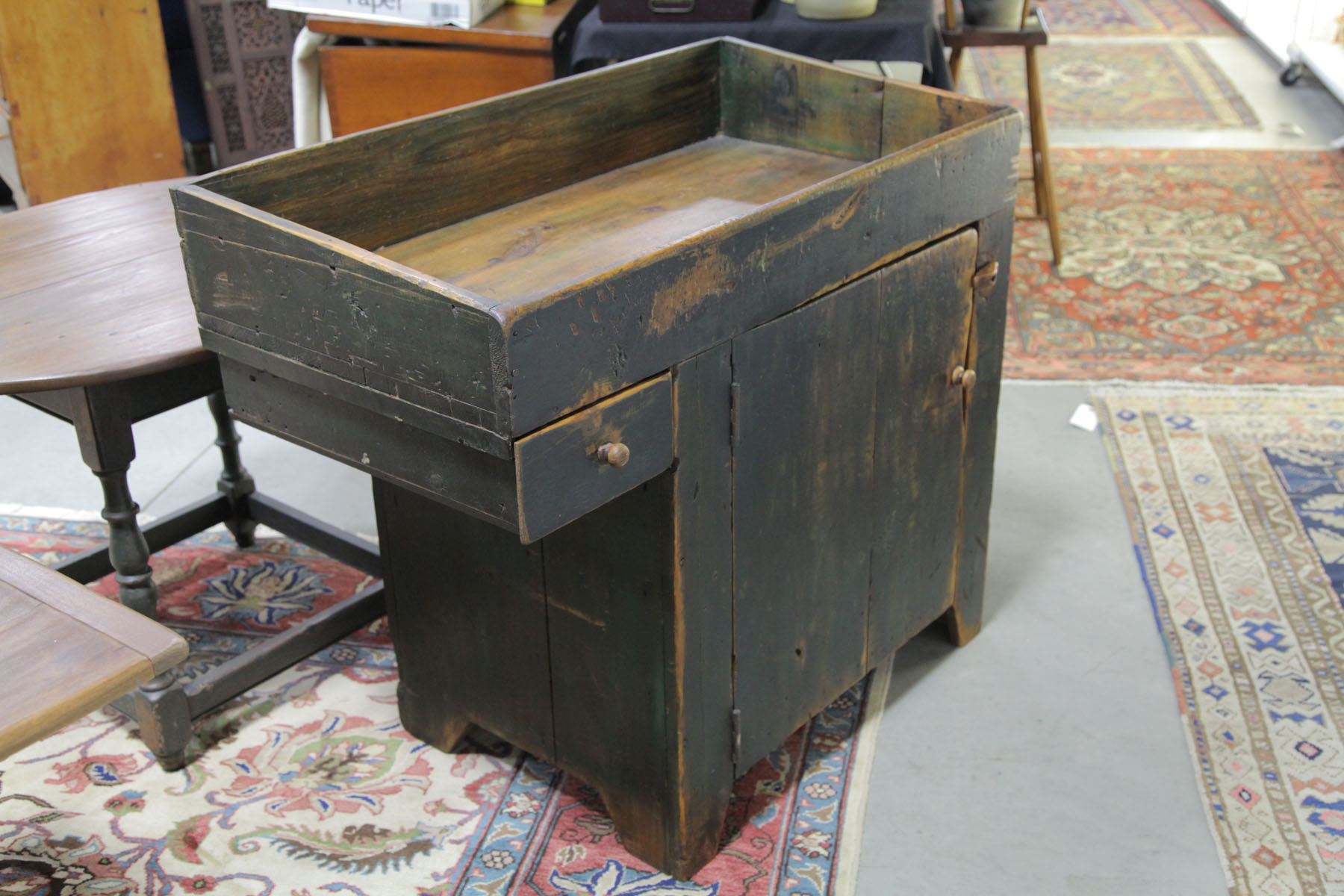 Appraisal: REPRODUCTION DRY SINK American th century Pine green painted dry