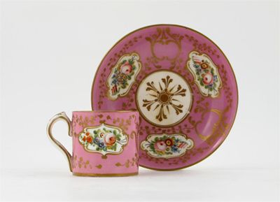 Appraisal: A th century coffee cup and saucer decorated with floral