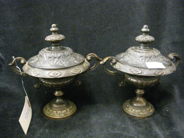 Appraisal: Pair of Bronze Covered Compotes th century tall diameter