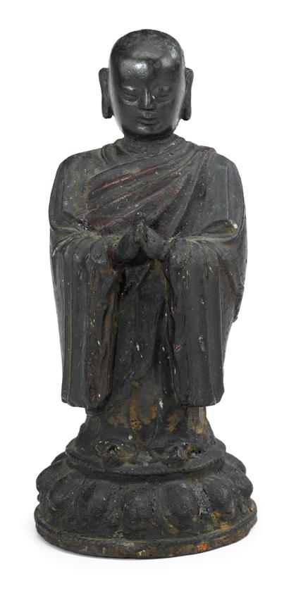 Appraisal: Chinese lacquer and cast bronze attendant figureming dynasty