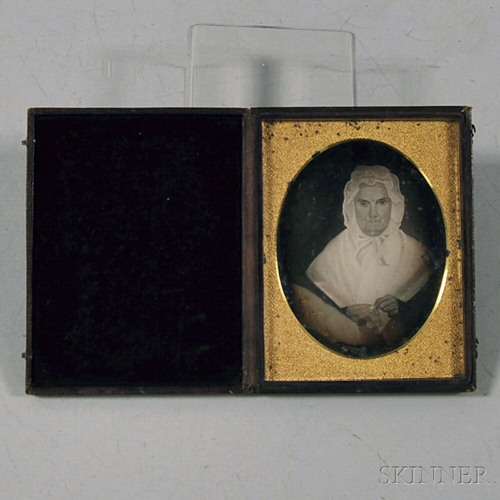 Appraisal: Quarter-plate Daguerreotype of a Folk Art Portrait of an Elderly