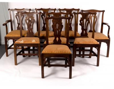 Appraisal: A matched set of George II style mahogany dining chairs