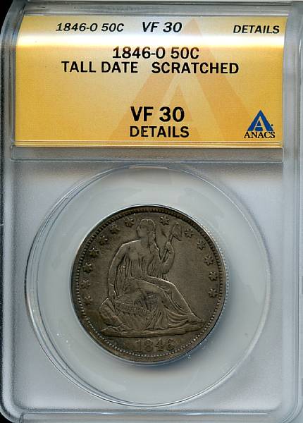 Appraisal: -O C Tall Date VF Details Scratched ANACS An affordable