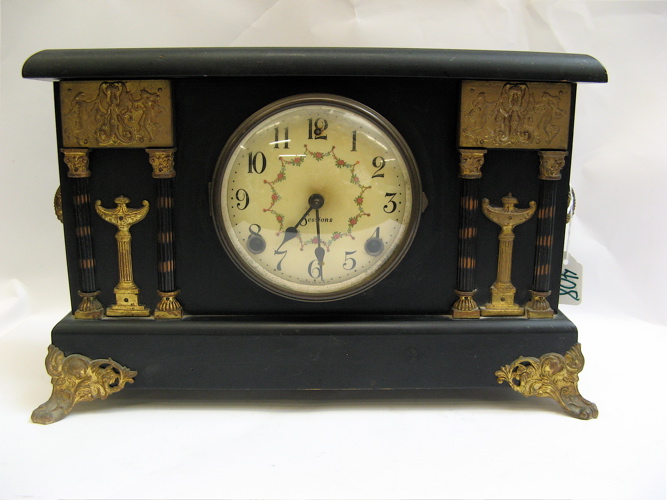 Appraisal: AMERICAN EBONIZED WOOD CASED MANTLE CLOCK Marigold by Sessions time