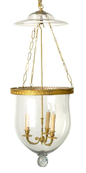 Appraisal: A Louis XVI style gilt bronze and glass lantern th