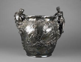 Appraisal: An Art Nouveau Silvered Figural Vase c Of baluster form