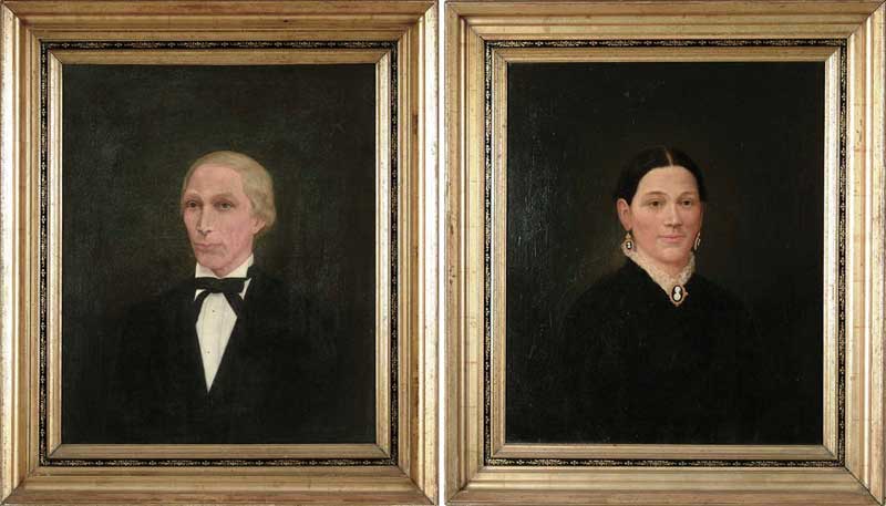 Appraisal: UNSIGNED th Century PAIR OF ANCESTRAL PORTRAITS Oil on canvas