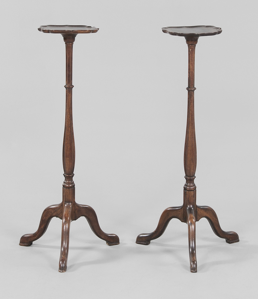 Appraisal: Pair Georgian Carved Mahogany Urn Stands British or Continental th