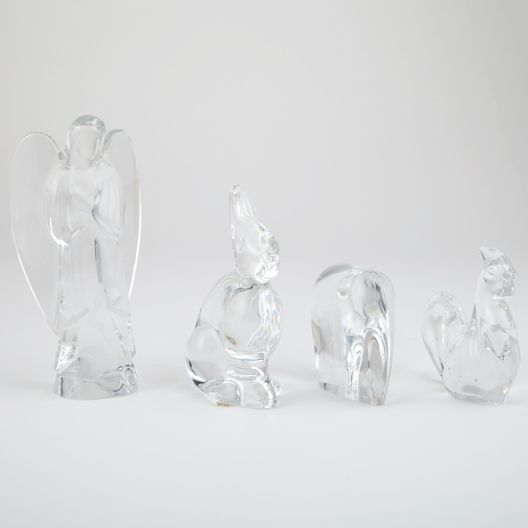 Appraisal: Group of Baccarat Glass Figures Modern Comprising an angel rabbit