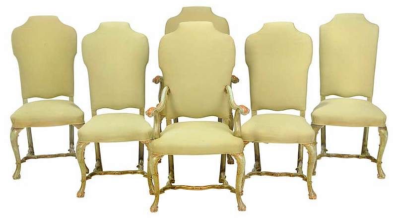 Appraisal: Set of Queen Anne Style Painted Dining Chairs early th