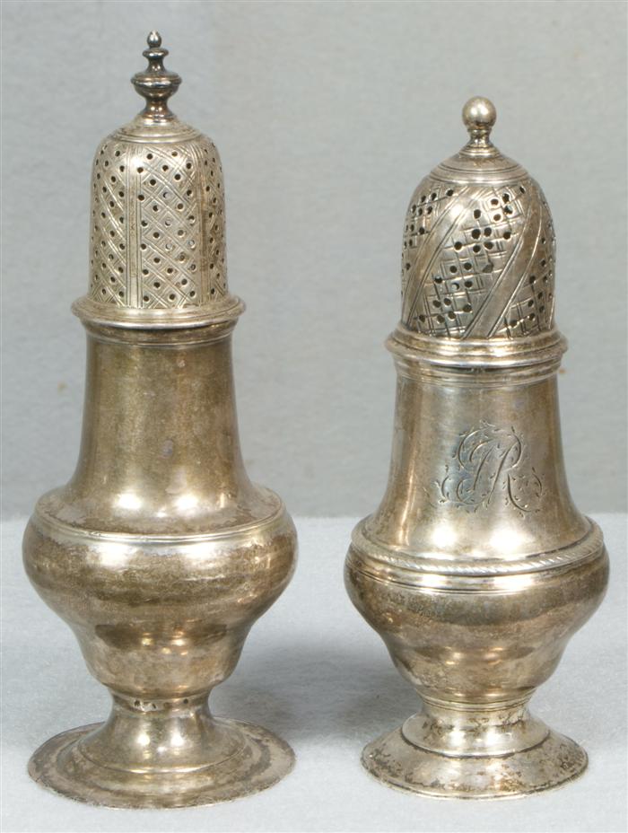 Appraisal: George III silver shakers both London maker RP maker TS