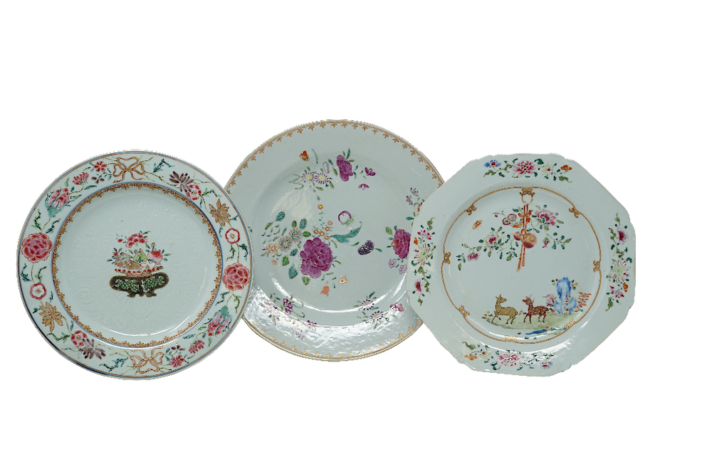 Appraisal: Chinese Export Famille Porcelain Plates Chinese Export Famille Rose Porcelain