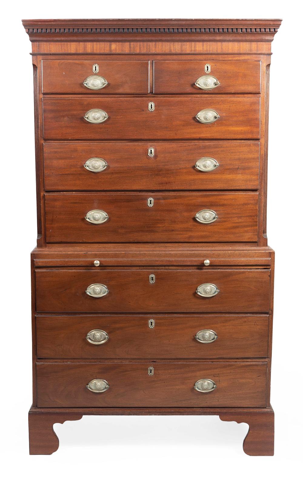 Appraisal: CHIPPENDALE CHEST-ON-CHEST LATE TH CENTURY HEIGHT WIDTH DEPTH CHIPPENDALE CHEST-ON-CHEST