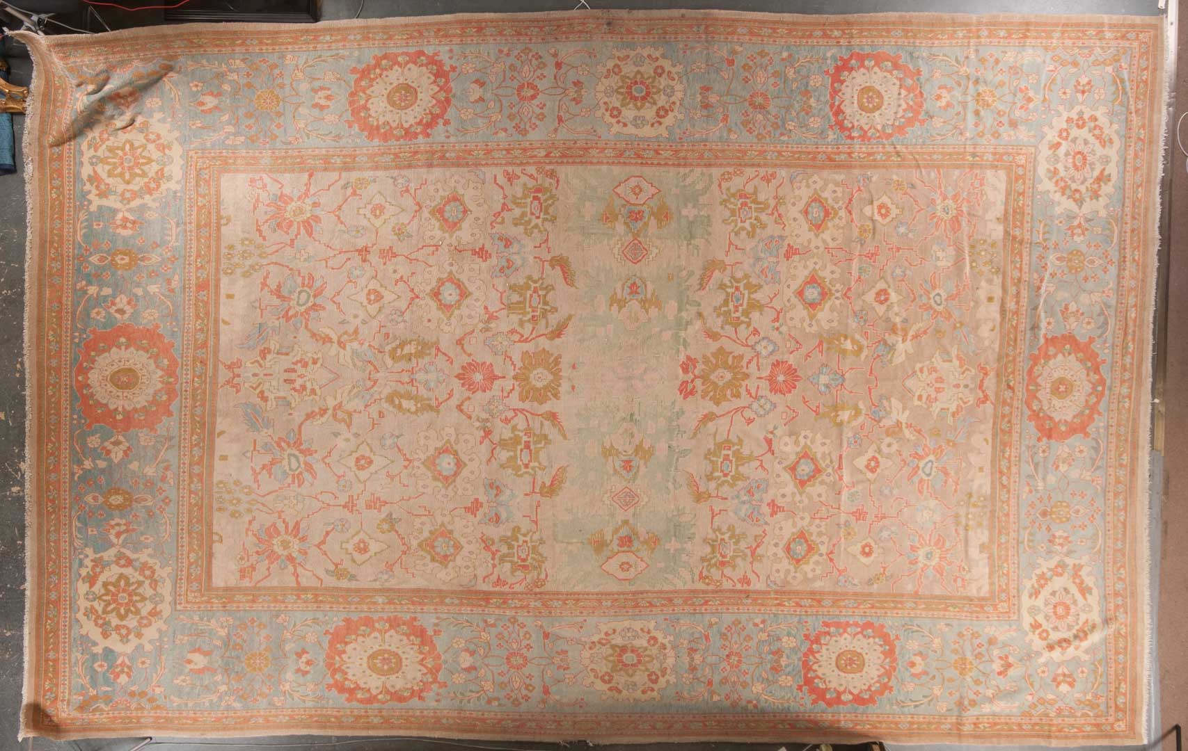 Appraisal: Turkish Oushak carpet approx x Turkey circa Condition Some wear