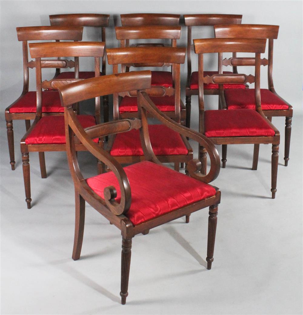 Appraisal: SET OF TEN REGENCY STYLE MAHOGANY DINING CHAIRS INCLUDING ONE