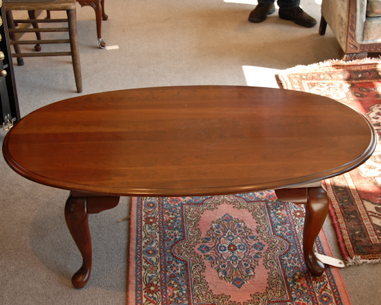 Appraisal: Oval Mahogany Drop Leaf Table With Cabriole Legs H W