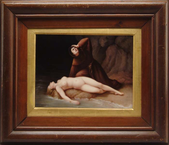 Appraisal: KPM PLAQUE Wonderful KPM plaque shows nude woman lying helplessly