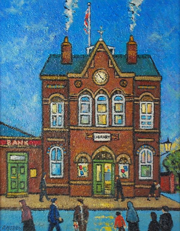 Appraisal: CHARLES M JONES b OIL ON BOARD Pendlebury Public Hall