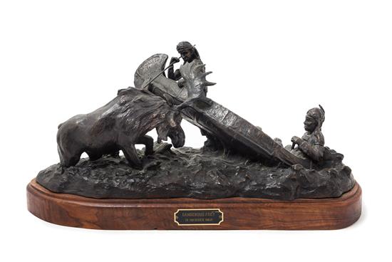 Appraisal: Sale Lot Frederick Aman American b Dangerous Prey bronze signed